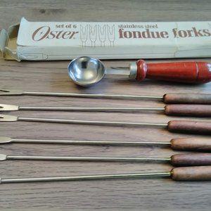 VTG Oster Fondue Forks Set 6 Stainless Steel & Melon Baller
